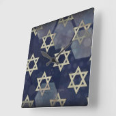 Happy Hanukkah Star van David menorah Dreidel Slip Vierkante Klok (Hoek)
