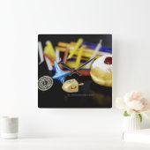 Happy Hanukkah Star van David menorah Dreidel Slip Vierkante Klok (Huis)