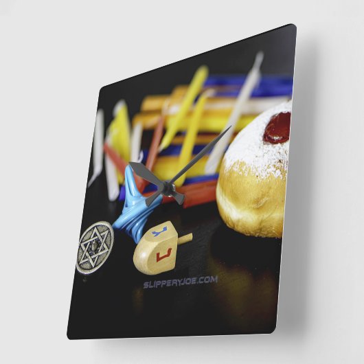 Happy Hanukkah Star van David menorah Dreidel Slip Vierkante Klok (Hoek)