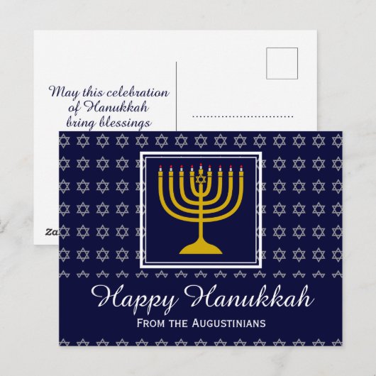 HAPPY HANUKKAH Star van David Menorah Persoonlijk Feestdagenkaart (Voorkant / Achterkant)