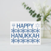 Happy Hanukkah Star van David Menorah Snowflakes Briefkaart (Staand voorkant)