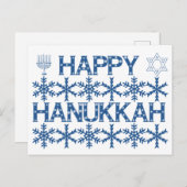 Happy Hanukkah Star van David Menorah Snowflakes Briefkaart (Voorkant / Achterkant)