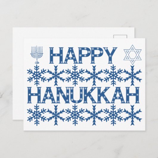 Happy Hanukkah Star van David Menorah Snowflakes Briefkaart (Voorkant / Achterkant)