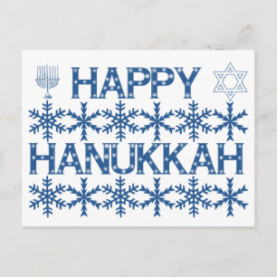 Happy Hanukkah Star van David Menorah Snowflakes Briefkaart