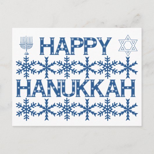 Happy Hanukkah Star van David Menorah Snowflakes Briefkaart (Voorkant)