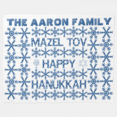 Happy Hanukkah Star van David Menorah Snowflakes Fleece Deken (Voorkant (Horizontaal))