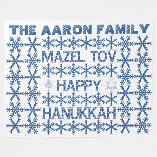 Happy Hanukkah Star van David Menorah Snowflakes Fleece Deken (Voorkant (Horizontaal))