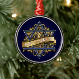 Happy Hanukkah Star van David Metalen Ornament