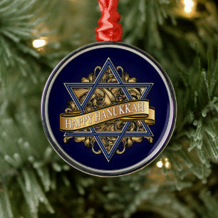 Happy Hanukkah Star van David Metalen Ornament