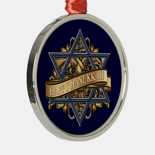 Happy Hanukkah Star van David Metalen Ornament (Rechts)