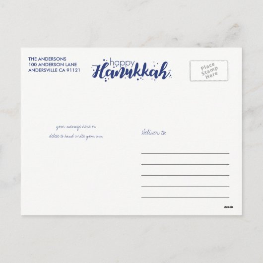 Happy Hanukkah Star van David Photo Briefkaarten (Achterkant)