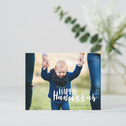 Happy Hanukkah Star van David Photo Briefkaarten (Staand voorkant)