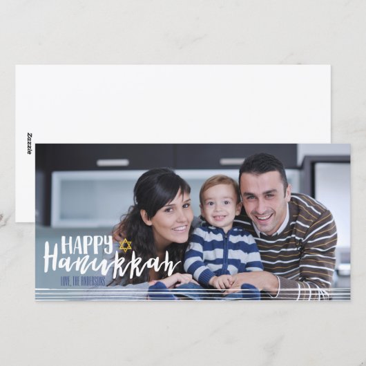 Happy Hanukkah Star van David Photo Card Feestdagenkaart (Voorkant / Achterkant)