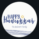 Happy Hanukkah Star van David Sticker Gift Label<br><div class="desc">Ster en stijlvol Happy Hanukkah Star van David Sticker Gift Label is perfect voor je cadeau voor vakanties die je nodig hebt.  Er zijn andere producten die we hebben die overeenkomen met dit ontwerp.</div>