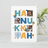 Happy HANUKKAH Stars & light Foto Wenskaart (Staand voorkant)