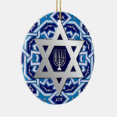 Happy Hanukkah. Start van David Custom Year Keramisch Ornament (Rechts)