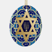 Happy Hanukkah. Start van David Custom Year Keramisch Ornament (Rechts)