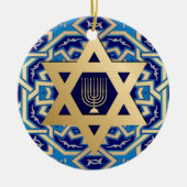 Happy Hanukkah. Start van David Custom Year Keramisch Ornament (Voorkant)