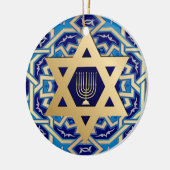 Happy Hanukkah. Start van David Custom Year Keramisch Ornament (Links)