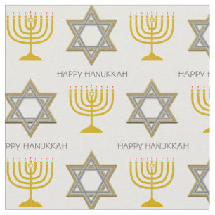 HAPPY HANUKKAH   Ster of David   Menorah Stof