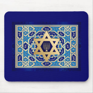 Happy Hanukkah! Ster van David en Menorah Design Muismat