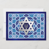 Happy Hanukkah. Ster van David en Menorah Kaarten (Voorkant)