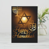Happy Hanukkah-ster van David menorah dreidel Kaart (Staand voorkant)