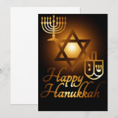 Happy Hanukkah-ster van David menorah dreidel Kaart (Voorkant / Achterkant)