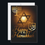 Happy Hanukkah-ster van David menorah dreidel Kaart<br><div class="desc">Happy Hanukkah-kaart ontworpen om op kaarslicht te lijken.</div>