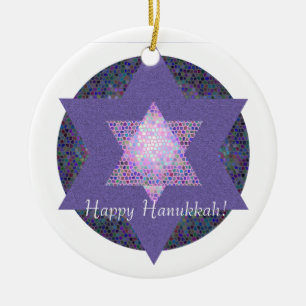 Happy Hanukkah! Ster van David MultiColored Keramisch Ornament