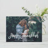 Happy Hanukkah Stylish Script and Pattern | Foto Feestdagenkaart (Staand voorkant)