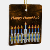 Happy Hanukkah Stylized Menorah Nebulous Sky Keramisch Ornament (Rechts)