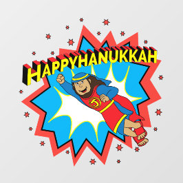 Happy Hanukkah Super Judah Window Cling Raamsticker