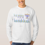 Happy Hanukkah T-shirt<br><div class="desc">Twinkly sterren benadrukken de wonderlijke kracht van licht.. Kies een andere achtergrondkleur als u wilt. En Happy Hanukkah!</div>