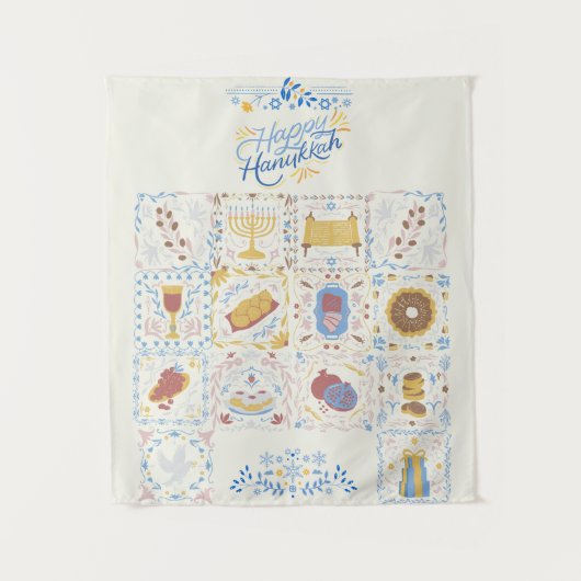 Happy Hanukkah Tapestry Wandkleed (Voorkant)