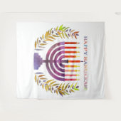 Happy Hanukkah Tapestry Wandkleed (Voorkant (horizontaal))