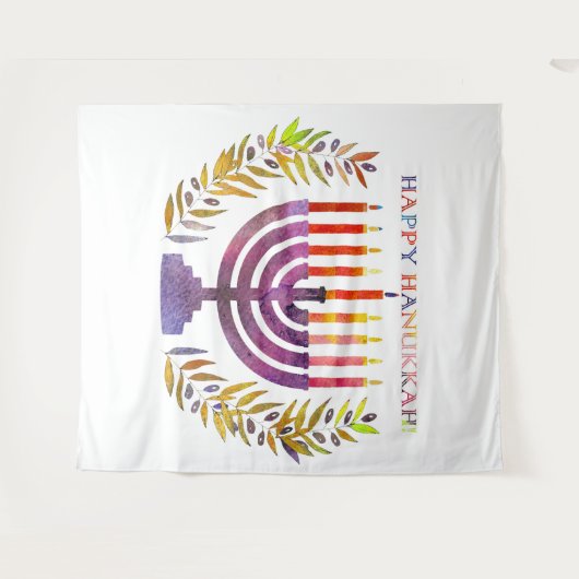 Happy Hanukkah Tapestry Wandkleed (Voorkant (horizontaal))