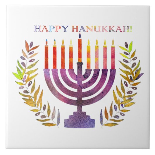 Happy Hanukkah Tile Tegeltje (Voorkant)