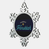 Happy Hanukkah Tin Sneeuwvlok Ornament (Rechts)