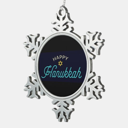 Happy Hanukkah Tin Sneeuwvlok Ornament (Rechts)