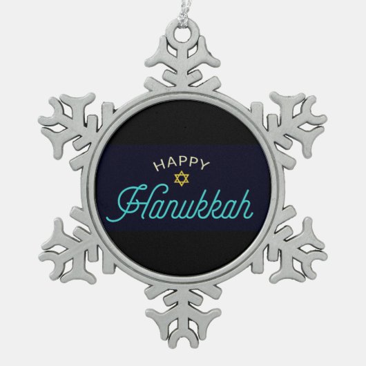 Happy Hanukkah Tin Sneeuwvlok Ornament (Voorkant)