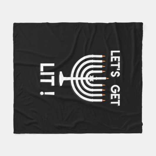 Happy Hanukkah Tis The Season Get Fleece Deken (Voorkant (Horizontaal))