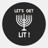 Happy Hanukkah Tis The Season Get Ronde Sticker (Voorkant)