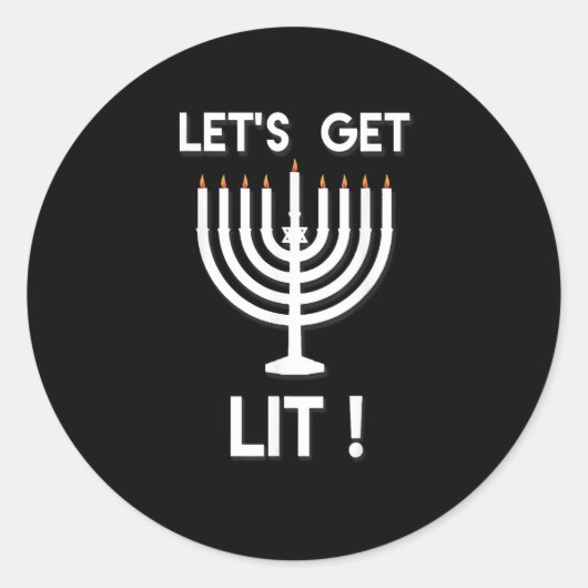 Happy Hanukkah Tis The Season Get Ronde Sticker (Voorkant)