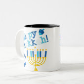 Happy Hanukkah Tweekleurige Koffiemok (Voorkant links)