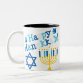 Happy Hanukkah Tweekleurige Koffiemok (Links)