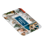 Happy Hanukkah Typografie Blue Photo Collage Magneet (Rechterzijde)