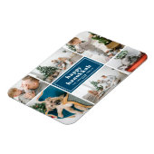 Happy Hanukkah Typografie Blue Photo Collage Magneet (Linkerzijde)