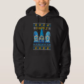 Happy Hanukkah Ugly Christmas Gnome Gnomies Menora Hoodie (Voorkant)