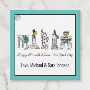 Happy Hanukkah uit New York City NYC Chanukah Bedankjes Labels